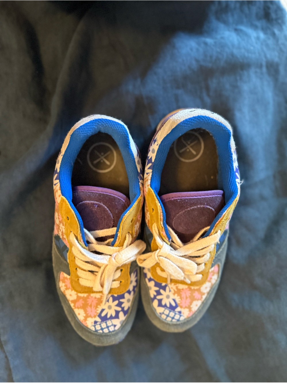 inkkas Floral Patchwork Sneakers in Blue, Pink, Gray, Mustard - Picture 5 of 7